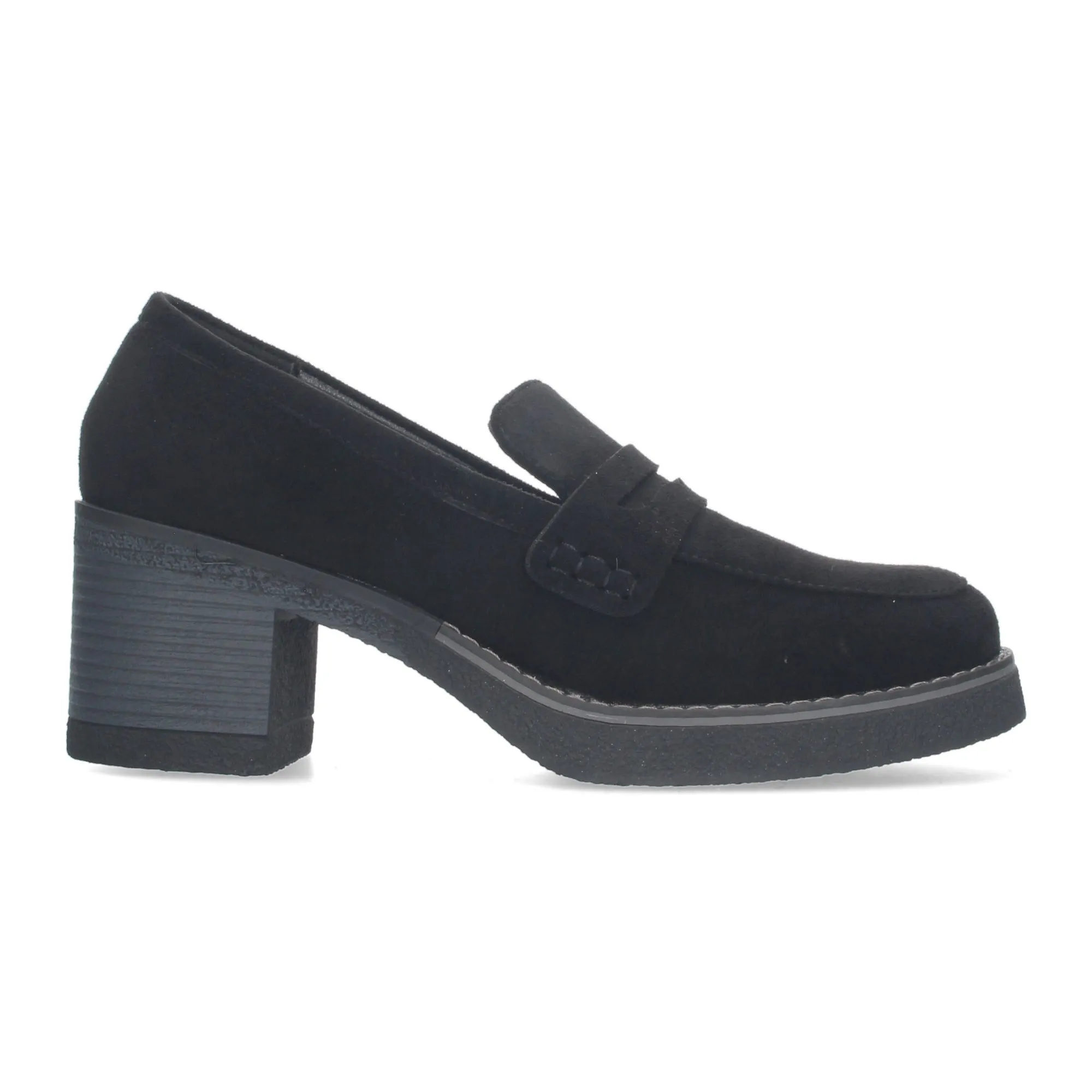 Mocasines de tacón cómodo para mujer color negro VR3-537